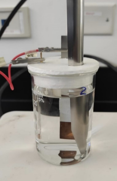 A glass container with liquid in it

Description automatically generated